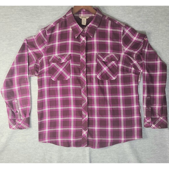 Duluth Trading Shirt Top Womens 2X Plaid Free Swingin Flannel Pockets Outdoor - Picture 1 of 10